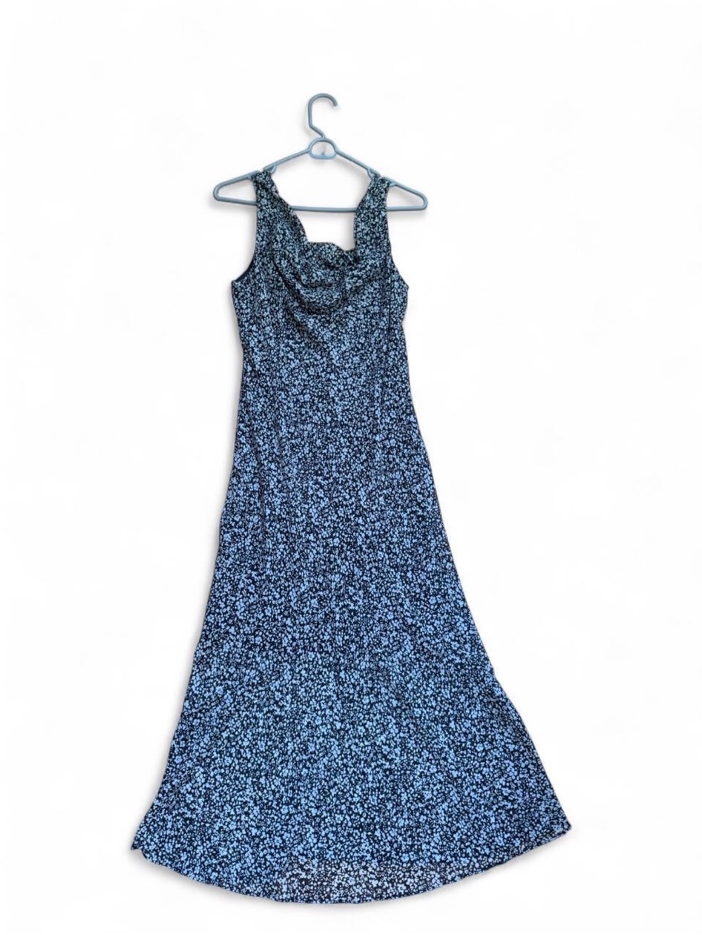 Abercrombie & Fitch Blue Floral Midi Dress with Cowl Neck
